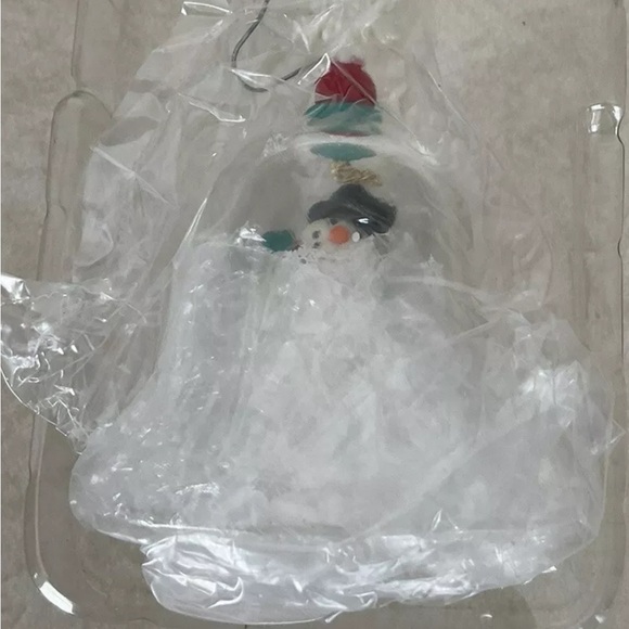HALLMARK Forecast for Fun SNOWMAN n GLASS BELL Christmas ORNAMENT-NEW VTG 1999 - Picture 4 of 4
